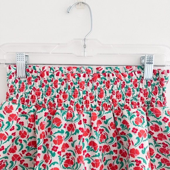 Boden Floral A Line Skirt Size 4 Red Green Cotton Print Smocked Waist Detail - Picture 2 of 6